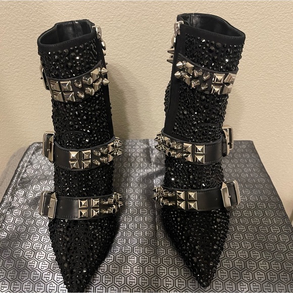 LIMITED EDITION Philipp Plein Black Crystal Boots - Picture 6 of 13
